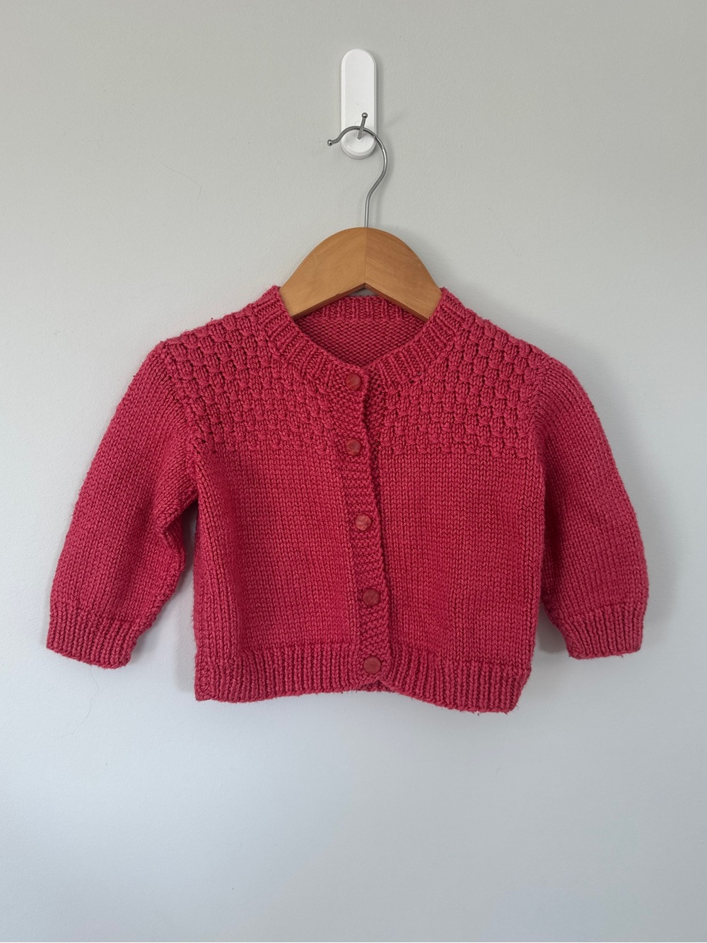 Handmade - Pink Knit Cardigan for Kids - Size 6-9m (Approx)